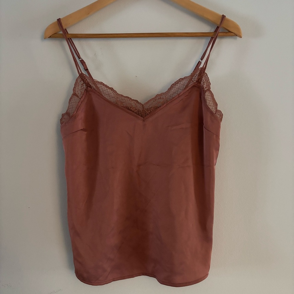 Abercrombie & Fitch Women Sleeveless Lace Trim Cami Tank Top XS y2k Sexy Satin